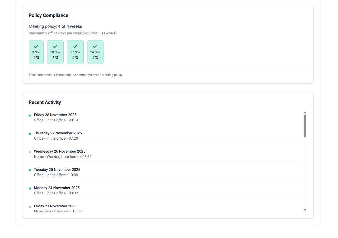 Attendance data export